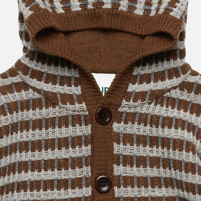 Baby Merino Wool Hooded Cardigan - Hazel Melange/Light Grey
