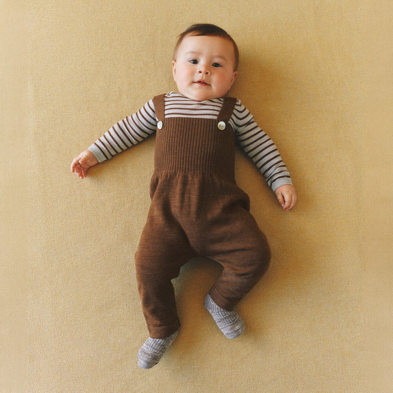 Baby Merino Wool High Waist Overalls - Hazel Melange