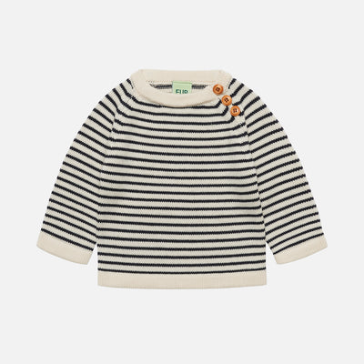 Baby Merino Wool Sweater - Ecru/Dark Navy
