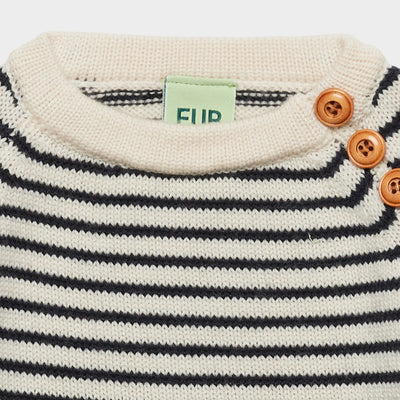 Baby Merino Wool Sweater - Ecru/Dark Navy