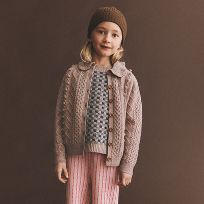 Kids Lambswool Aran Cardigan - Tivoli