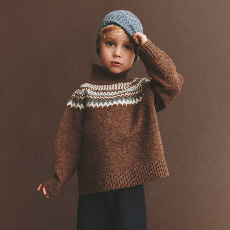 Kids Lambswool Fair Isle Sweater - Hazel Melange