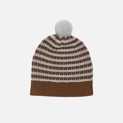 Kids Merino Wool Pom Hat - Hazel Melange/Light Grey
