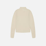 Women's Merino Wool High Neck Pointelle Top - Ecru