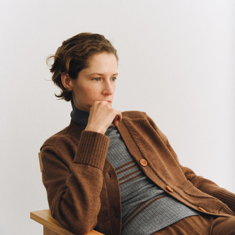 Women's Merino Wool Heavy Cardigan - Hazel Melange