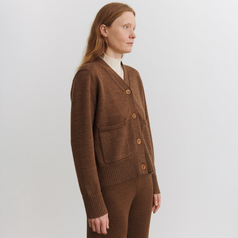 Women's Merino Wool Heavy Cardigan - Hazel Melange
