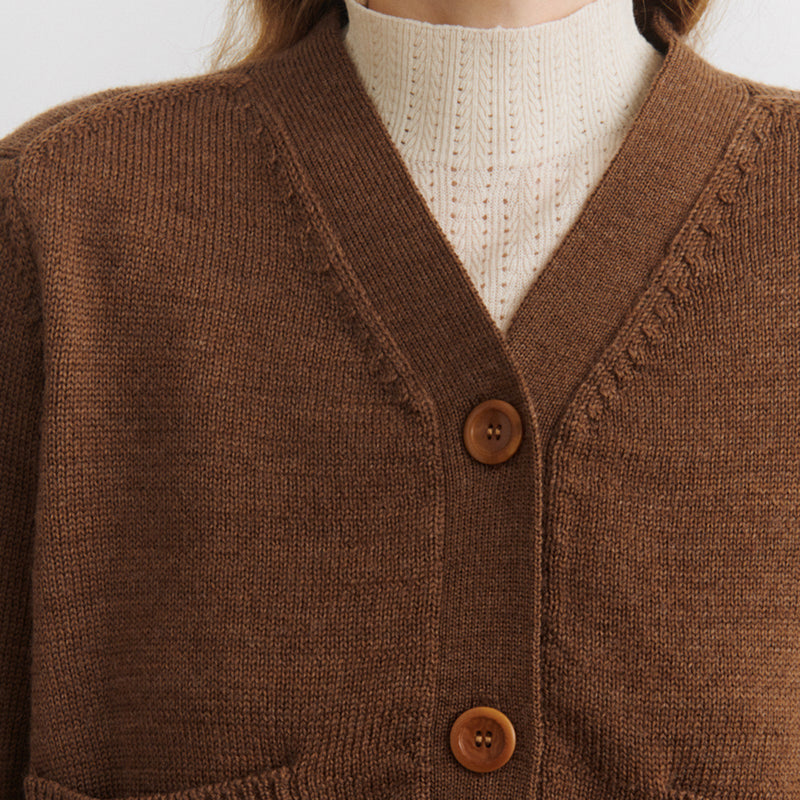 Women's Merino Wool Heavy Cardigan - Hazel Melange