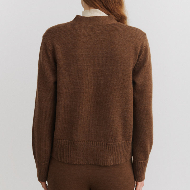 Women's Merino Wool Heavy Cardigan - Hazel Melange