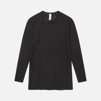Women's Fine Wool Barba Raw Edge Long Sleeve Top - Black