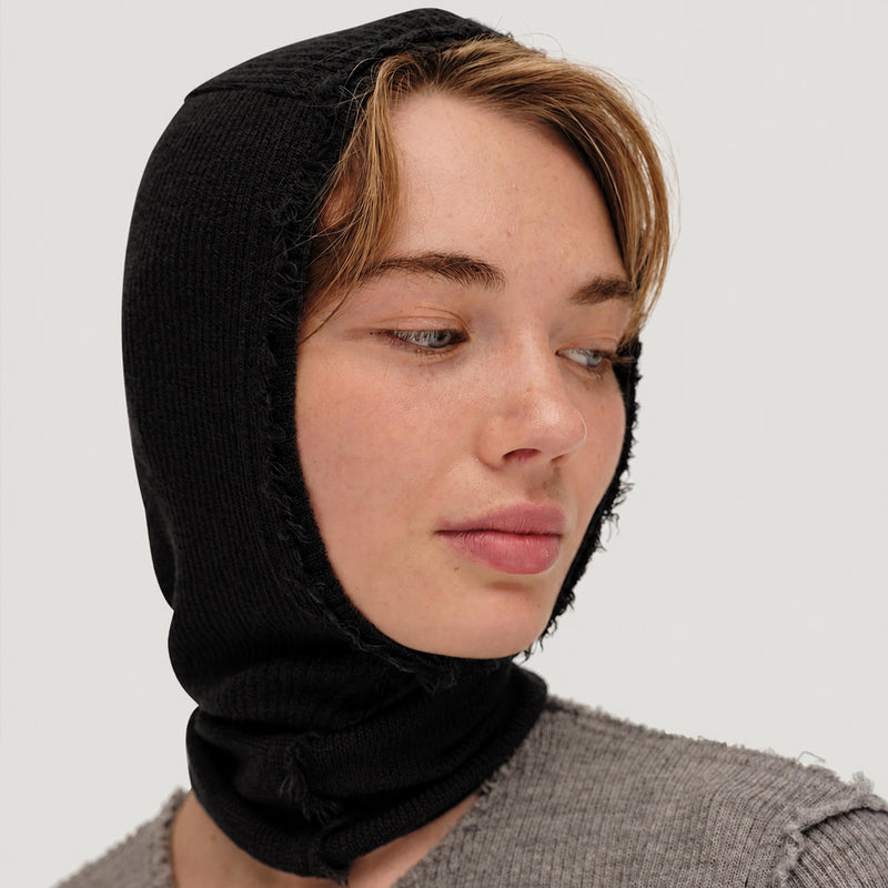 Women's Wool Bjarma Raw Edge Balaclava - Black