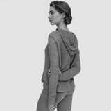 Women's Fine Wool Pointelle Berta Hoodie - Black