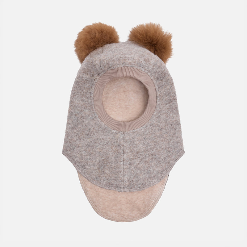 Baby & Kids Wool Felt Pom Pom Balaclava - Camel Melange
