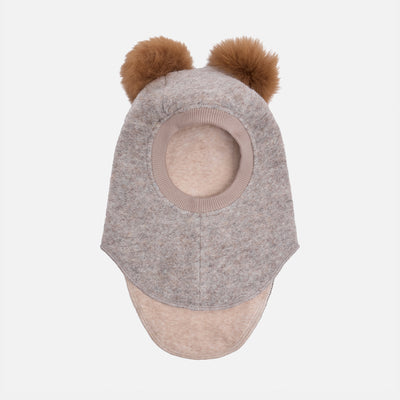 Baby & Kids Wool Felt Pom Pom Balaclava - Camel Melange