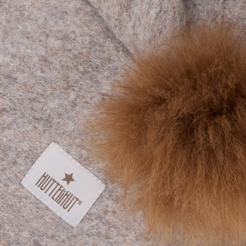 Baby & Kids Wool Felt Pom Pom Balaclava - Camel Melange