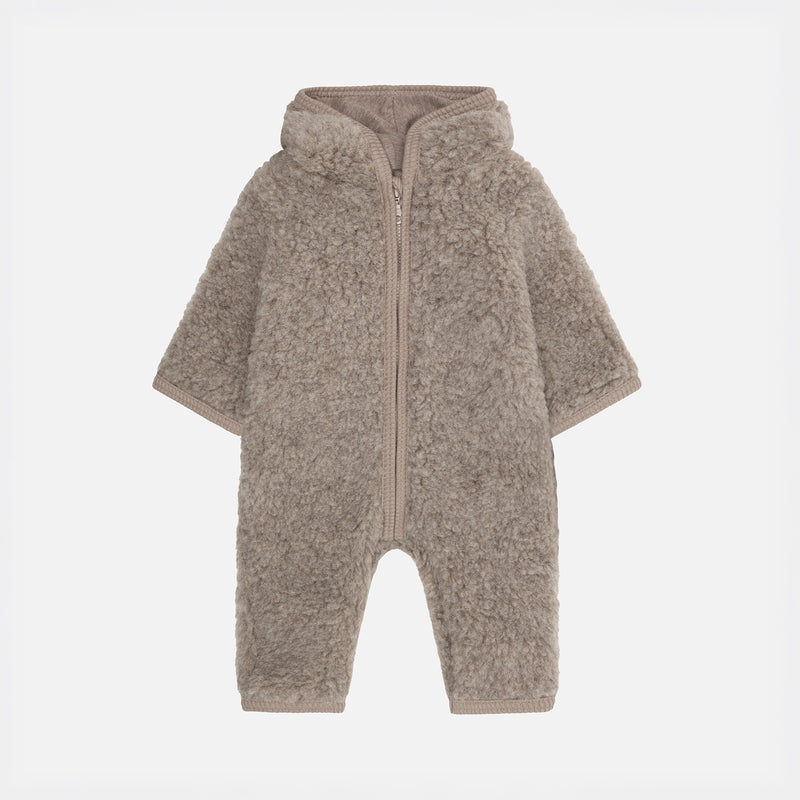 Baby Wool Teddy Fleece Overall - Camel Melange