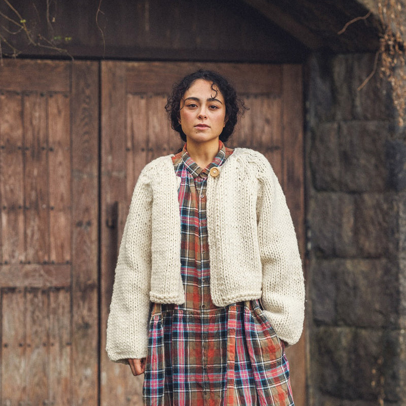 Women's Hand Knit Wool Pelu Cardigan - White
