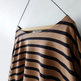 Women's Cotton Boatneck Top - Mocha/Black