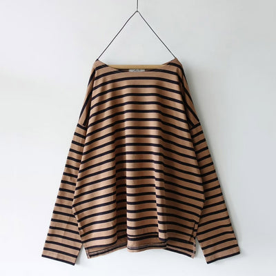 Women's Cotton Boatneck Top - Mocha/Black