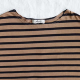 Women's Cotton Boatneck Top - Mocha/Black