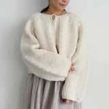 Women's Hand Knit Wool Pelu Cardigan - White