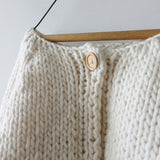 Women's Hand Knit Wool Pelu Cardigan - White