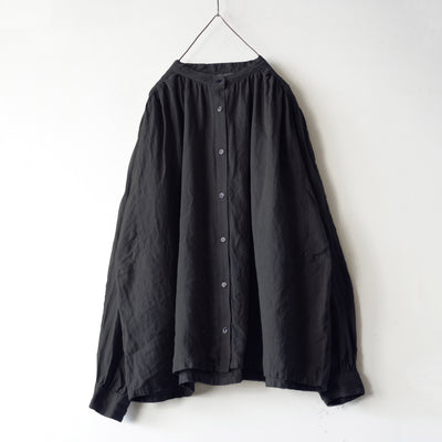 Women's Linen Round Neck Shirt - Black
