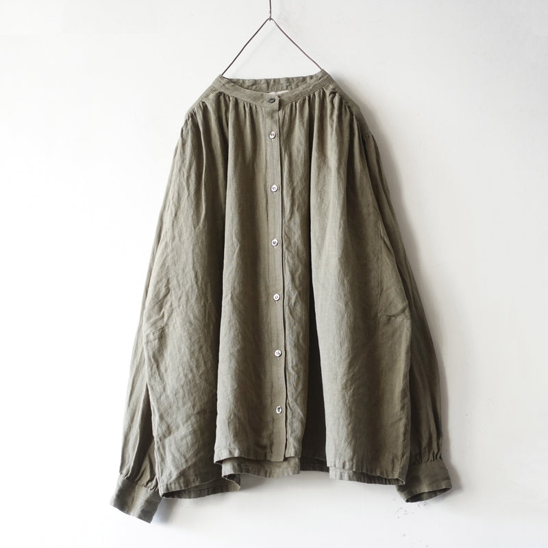 Women's Linen Round Neck Shirt - Khaki
