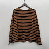 Women's Cotton Boatneck Top - Mocha/Black