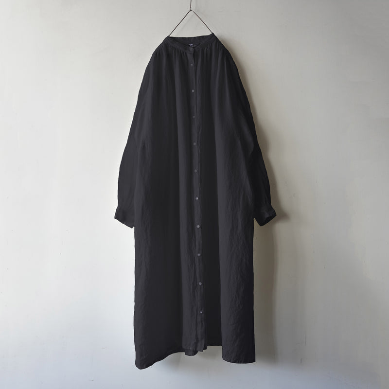 Women's Linen Round Neck Dress - Black
