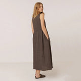 Women's Linen Reversible Button Dress - Carbon