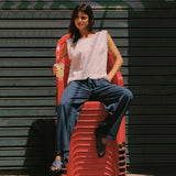 Women's Cotton Poplin Lightweight Trousers - Marino