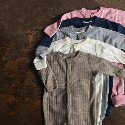 Baby & Kids Merino Wool Rib Pyjamas - Old Rose