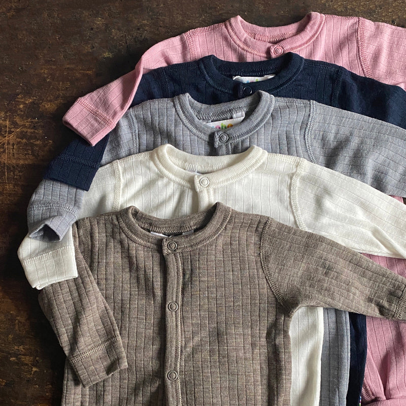 Baby & Kids Merino Wool Rib Pyjamas - Grey