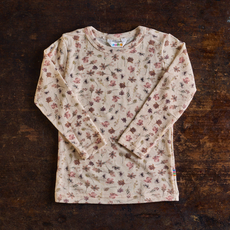 Kids Merino Wool LS Top - Autumn Leaves