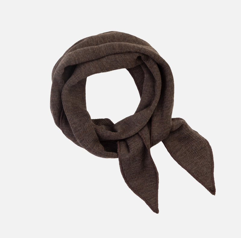 Women's Merino Wool Rib Tie Scarf- Ash Melange