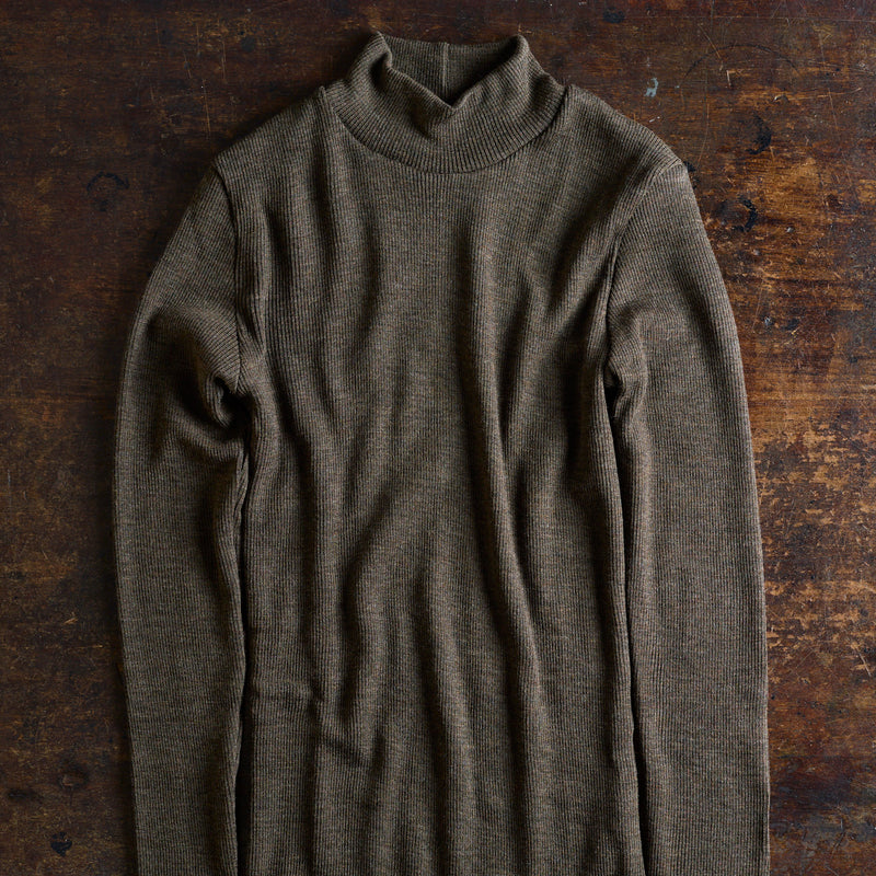 Women's Merino Wool Rib Turtle Neck - Ash Melange