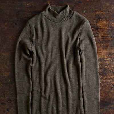 Women's Merino Wool Rib Turtle Neck - Ash Melange