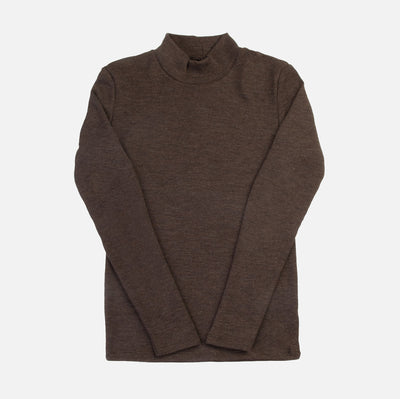 Women's Merino Wool Rib Turtle Neck - Ash Melange