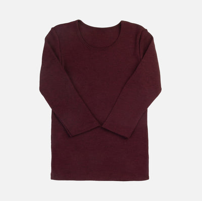 Women's Merino Wool Rib 3/4 Sleeve Top - Mulberry Melange