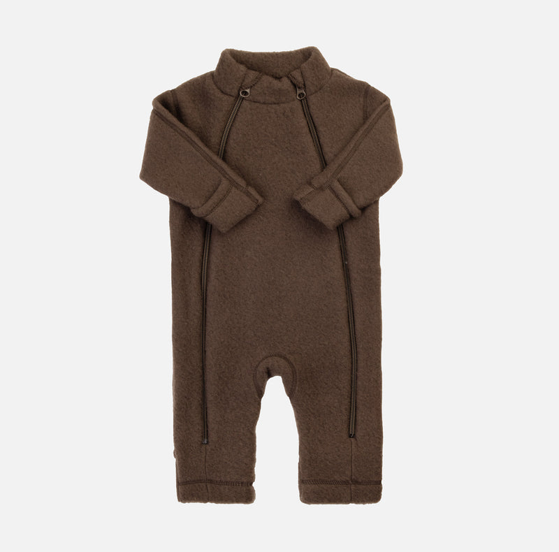 Baby & Kids Merino Wool fleece Zip Suit - Cocoa