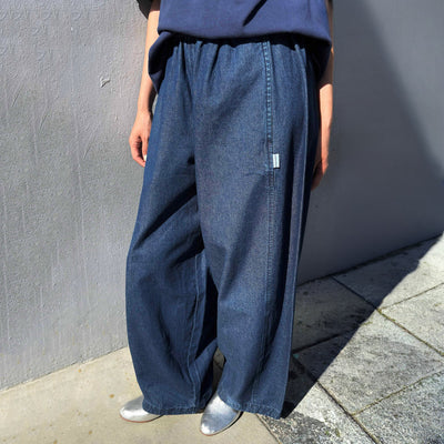 Women's Cotton Parachute Pants - Denim Blue