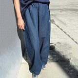 Women's Cotton Parachute Pants - Denim Blue