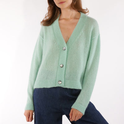 Women's Mohair/Merino Wool Gilda Cardigan - Aqua