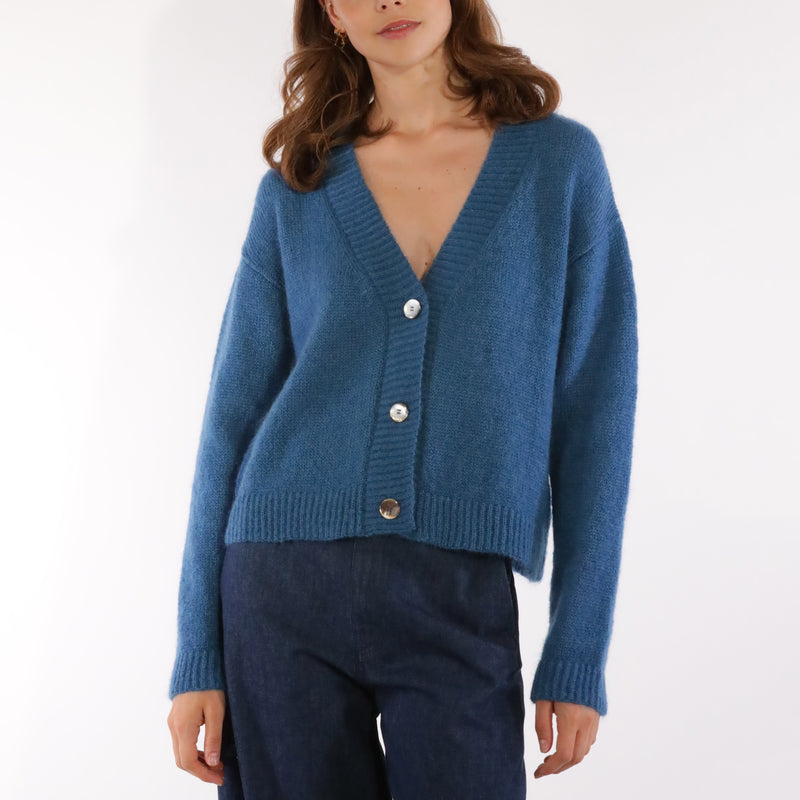 Women's Mohair/Merino Wool Gilda Cardigan - Blue