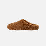 Women's Lambskin Open Heel Slippers - Caramel
