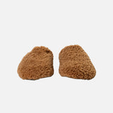 Women's Lambskin Open Heel Slippers - Caramel