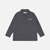 Kids Cotton Rib Roll Neck Top - Phantom Stripe