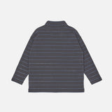 Kids Cotton Rib Roll Neck Top - Phantom Stripe