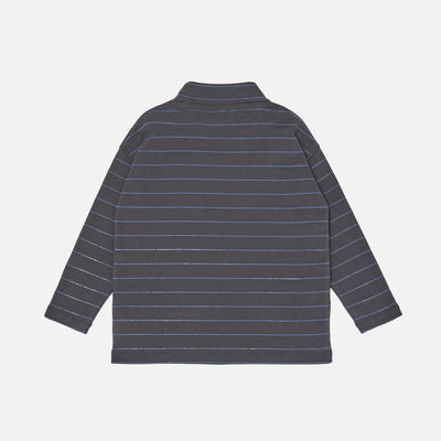 Kids Cotton Rib Roll Neck Top - Phantom Stripe