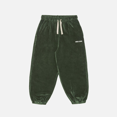 Kids Cotton Velour Balloon Pants - Dark Green